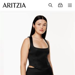 Aritzia black satin top
